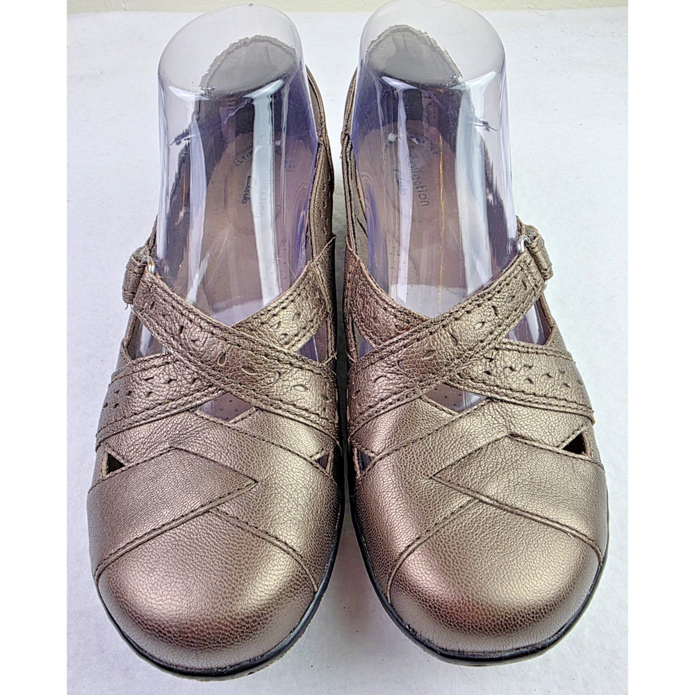 Clarks Bronze Leather Hook & Loop 15260 Mary Jane Comfort Shoes Womens Size 7